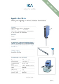 Tumbnail PDF T 25 easy clean digital Application - Dispersing of pure PAN nanofiber membranes