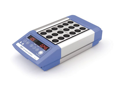 Dry block heater with temperature controlled heating block gives accurate results