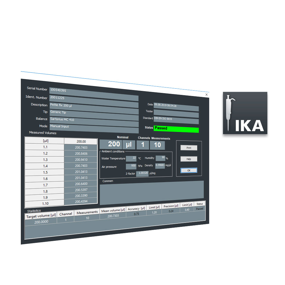 IPCS Pipette Calibration Software