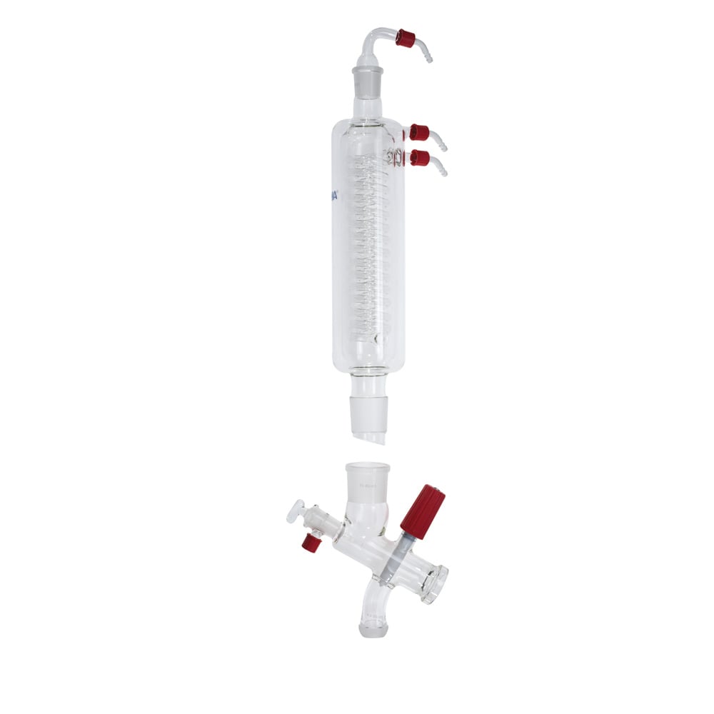 RV 10.5 Vertical condenser with manifold and cut-off valve for reflux distillation RV 10.5 Vertical condenser with manifold and cut-off valve for reflux distillation